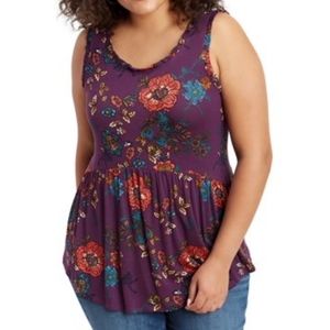 Maurices Drop Waist Floral Tank Plus Size 2